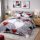 7 részes modern szív mintás ágyneműhuzat-szürke alapon piros-fehér design