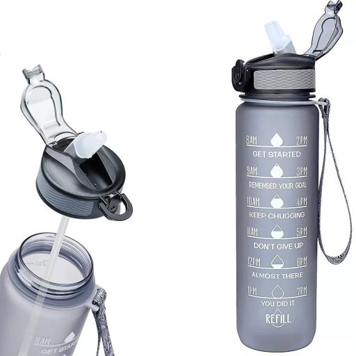 Színátmenetes motivációs kulacs idézetekkel és időskálával (1000 ml)