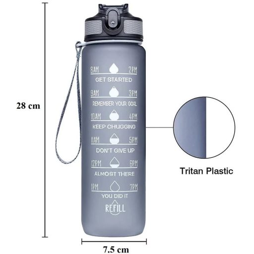 Színátmenetes motivációs kulacs idézetekkel és időskálával (1000 ml)