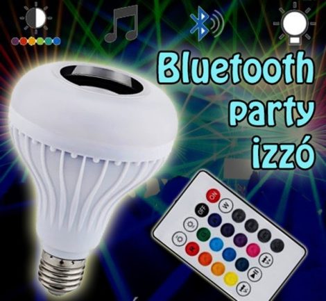 Bluetooth Party Led izzó / e27 MP3+RGB LED körte távirányítóval