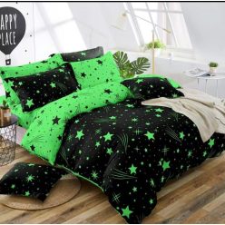   7 részes Zöld/ Fekete csillagos Ágyneműhuzat-Gombos kivitel