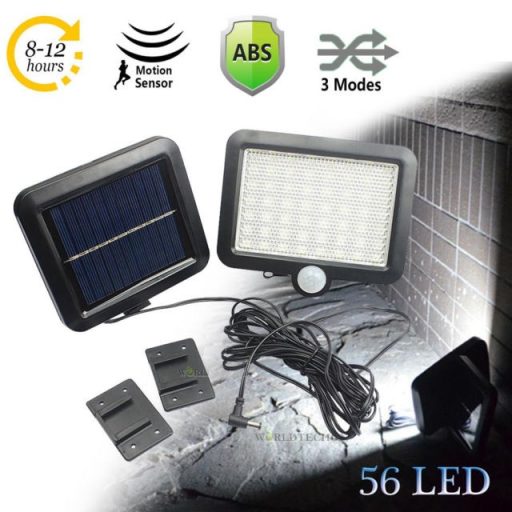 56 LED -es napelemes lámpa - vízálló, mozgásérzékelő 