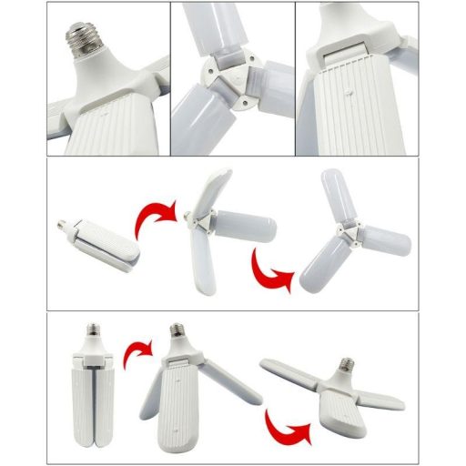 Ventilátor formájú, kinyitható E27 LED lámpa / állítható vetítési szöggel - 45W