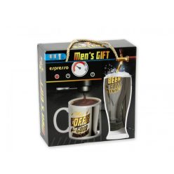 Férfi szett 2db bögre +söröspohár díszdobozban