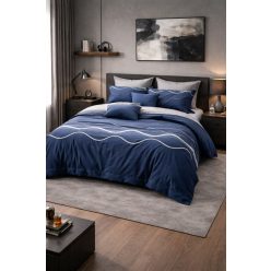   7 részes modern kék ágyneműhuzat, férfias letisztult stílus