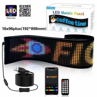   Digitális LED Panel Autó Szélvédőre – Egyedi Kijelző, Óra & Info
