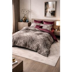   7 részes elegáns geometrikus mintás ágyneműhuzat - luxus barna és bézs kombinációja