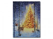   45 miniLEDes világító falikép karácsonyfa erdőben 30x40cm