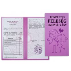 Bizonyítvány Tökéletes feleség/férj  10x18,5cm