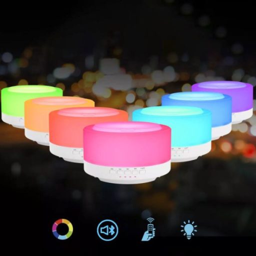 Aromaterápiás párologtató/diffúzor távirányítós bluetooth hangszóróval – 1000 ml 