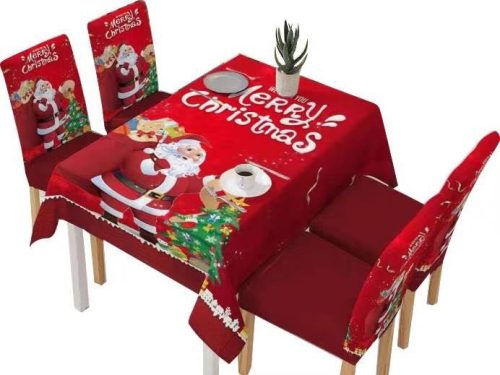 Karácsonyi asztalterítő szett / 1 db asztal terítő + 6 db székhuzat / Merry Christmas