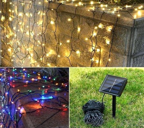 Napelemes Karácsonyi LED égősor, Fényfüzér, Kültéri- 100 Led
