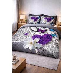   7 részes modern lila virágmintás ágyneműhuzat-elegáns design