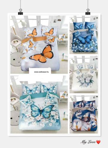 3 részes Pillangó mintájú  3D ágynemű garnitúra