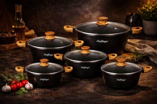 Cheffinger 10 részes edénykészlet/ fekete