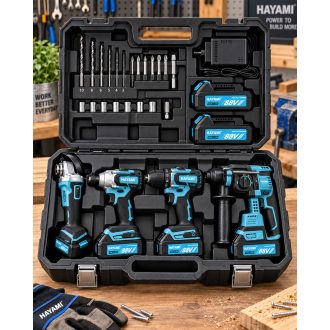   HAYAMI HA-1021 4 részes akkumulátoros szerszámkészlet 2 db Li-ion akkumulátorral, kofferben