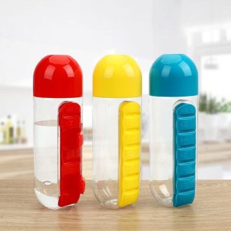   Heti gyógyszer/vitamin  rendszerező, beépített víztartóval 600ml, műanyag, 7,5 x 23 cm