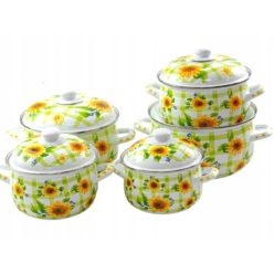 10 részes zománcozott edénykészlet/ napraforgó