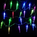   Napelemes Karácsonyi LED égősor, Kerti Fényfüzér, Kültéri, Színes jégcsap