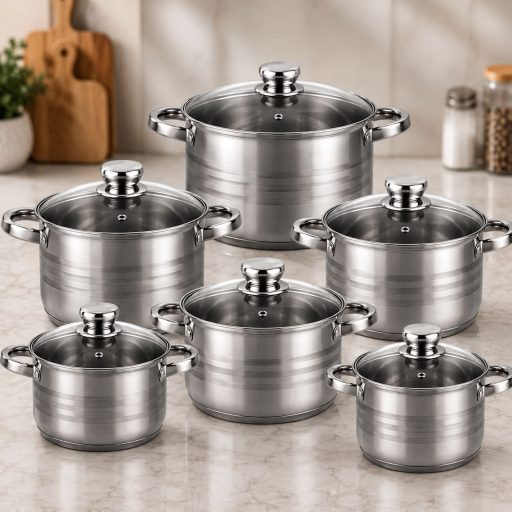 MASTERPAN MP-5119 Rozsdamentes Edénykészlet – 12 Részes Prémium Fazékszett