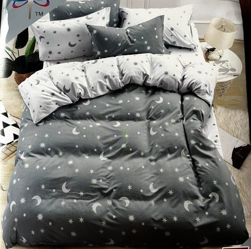 Szürke és fehér csillag mintás 7-részes ágyneműhuzat/ Iris