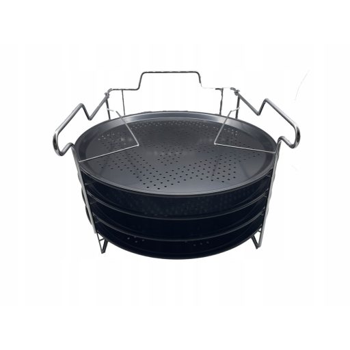 Pizza tálcák, 4 formából álló készlet négyszintes állvánnyal Zilner ZL 2134 kerek tepsi 32 cm