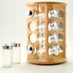 16 Részes Forgó Fa Fűszertartó Állvány