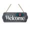 Fali tábla Welcome szürke rózsás 30x12cm