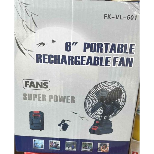 Flinke FK-VL-601 6" hordozható, újratölthető ventilátor akkumulátorral
