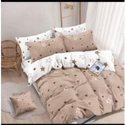   7 részes Barna/Krém csillagos Ágyneműhuzat-Gombos kivitel