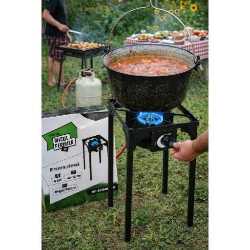 Szabályozható lángú kültéri gázégő állvánnyal ( 42-72 cm)