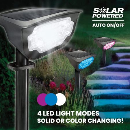 Napelemes kültéri LEDes kerti lámpa, reflektor, dekor fény RGB