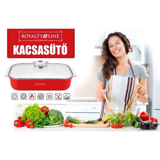 Royalty Line Márvány bevonatú kacsasütő 34 cm -Aromagombos Fedővel