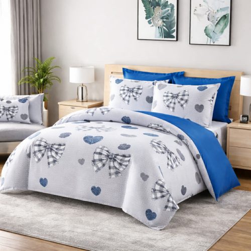 7 részes modern kék-szürke mintás ágyneműhuzat