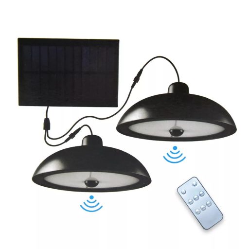 NAPELEMES KÜLTÉRI LED LÁMPA – 2 DB LÓGÓ LÁMPA, BÚRÁVAL ÉS TÁVIRÁNYÍTÓVAL