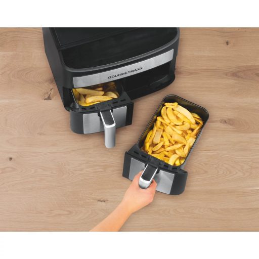 GOURMETMAXX Forrólevegős fritőz/ Airfryer KÉTKAMRÁS 7L 2400W DS11339-L