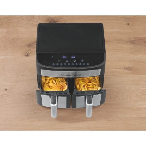 GOURMETMAXX Forrólevegős fritőz/ Airfryer KÉTKAMRÁS 7L 2400W DS11339-L