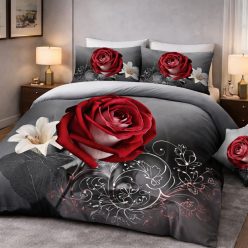 7 részes vörös rózsás ágyneműhuzat- modern design