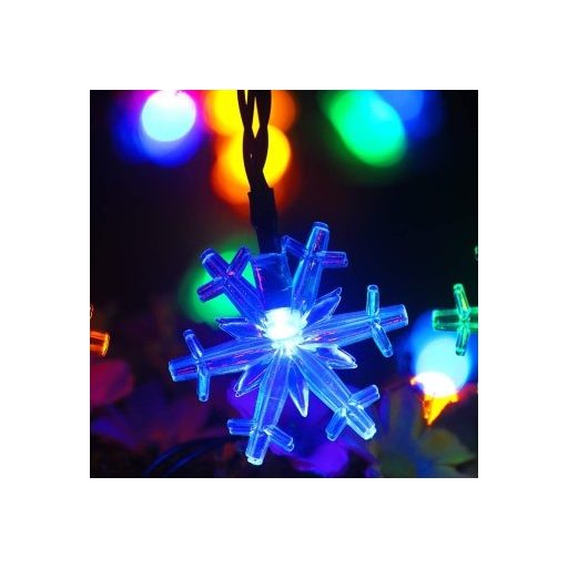 ​Napelemes karácsonyi fényfüzér hópehely alakú LED izzókkal 30 Led-es