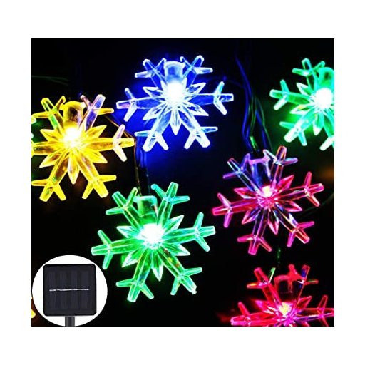 ​Napelemes karácsonyi fényfüzér hópehely alakú LED izzókkal 30 Led-es