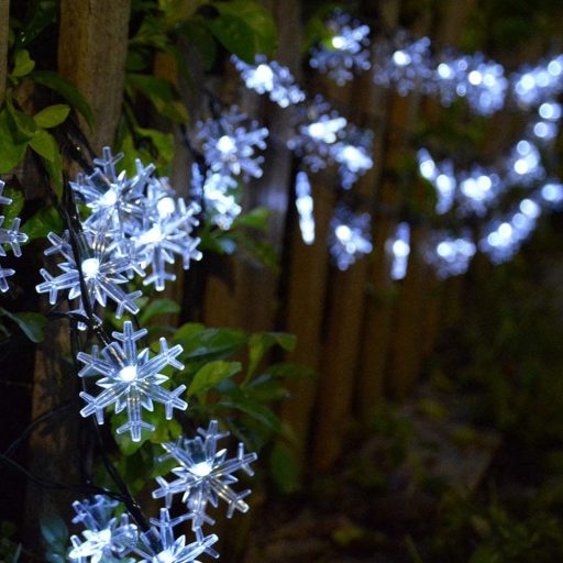 ​Napelemes karácsonyi fényfüzér hópehely alakú LED izzókkal 30 Led-es