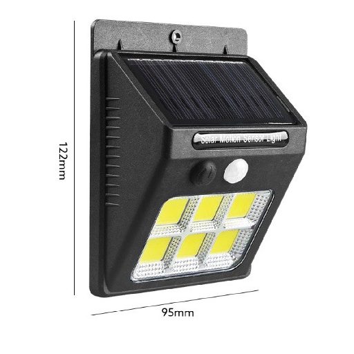 Napelemes fali kültéri LED lámpa mozgásérzékelős 6 COB YX-601COB-6