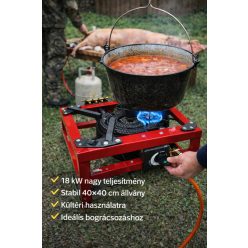   Profi 18 kw gázégő zsámoly bográcshoz-stabil 40 x 40 cm állványos kültéri gázfőző