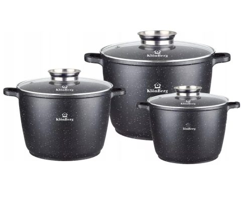6 részes KlönBerg Edénykészlet Kemény Gránit Bevonattal 