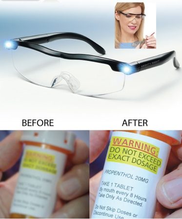 Nagyító szemüveg beépített LED világítással 