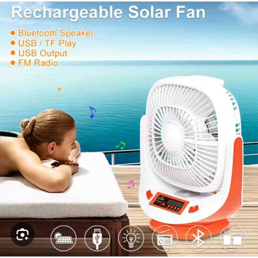 Újratölthető Napelemes Ventilátor Hangszóróval EP-008
