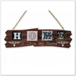 Fa fali kulcstartó Home felirattal - 4 akasztóval