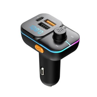   C24 autós FM transzmitter /Bluetooth, SD, MP3, LCD, RGB LED, 1xType‑C, 2×USB-A/