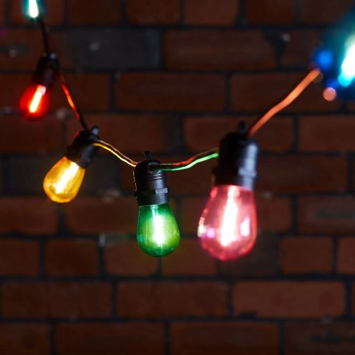  Kültéri napelemes szolár LED fényfüzér, villanykörte design, 10 LED, 10 m hosszú