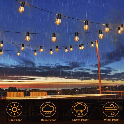  Kültéri napelemes szolár LED fényfüzér, villanykörte design, 10 LED, 10 m hosszú